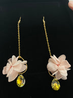 Boucle d’oreille goutte - cristal/ rose