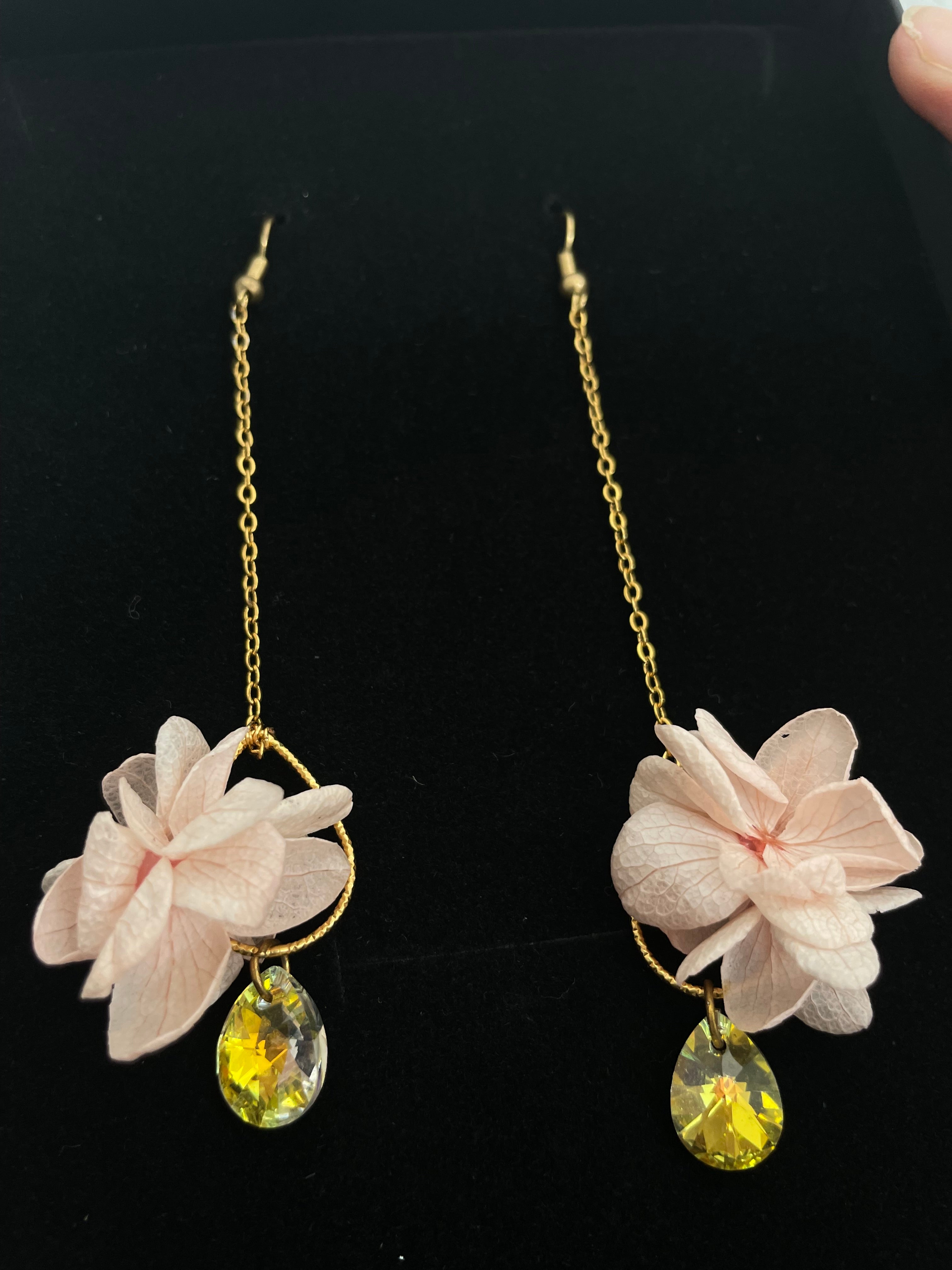 Boucle d’oreille goutte - cristal/ rose