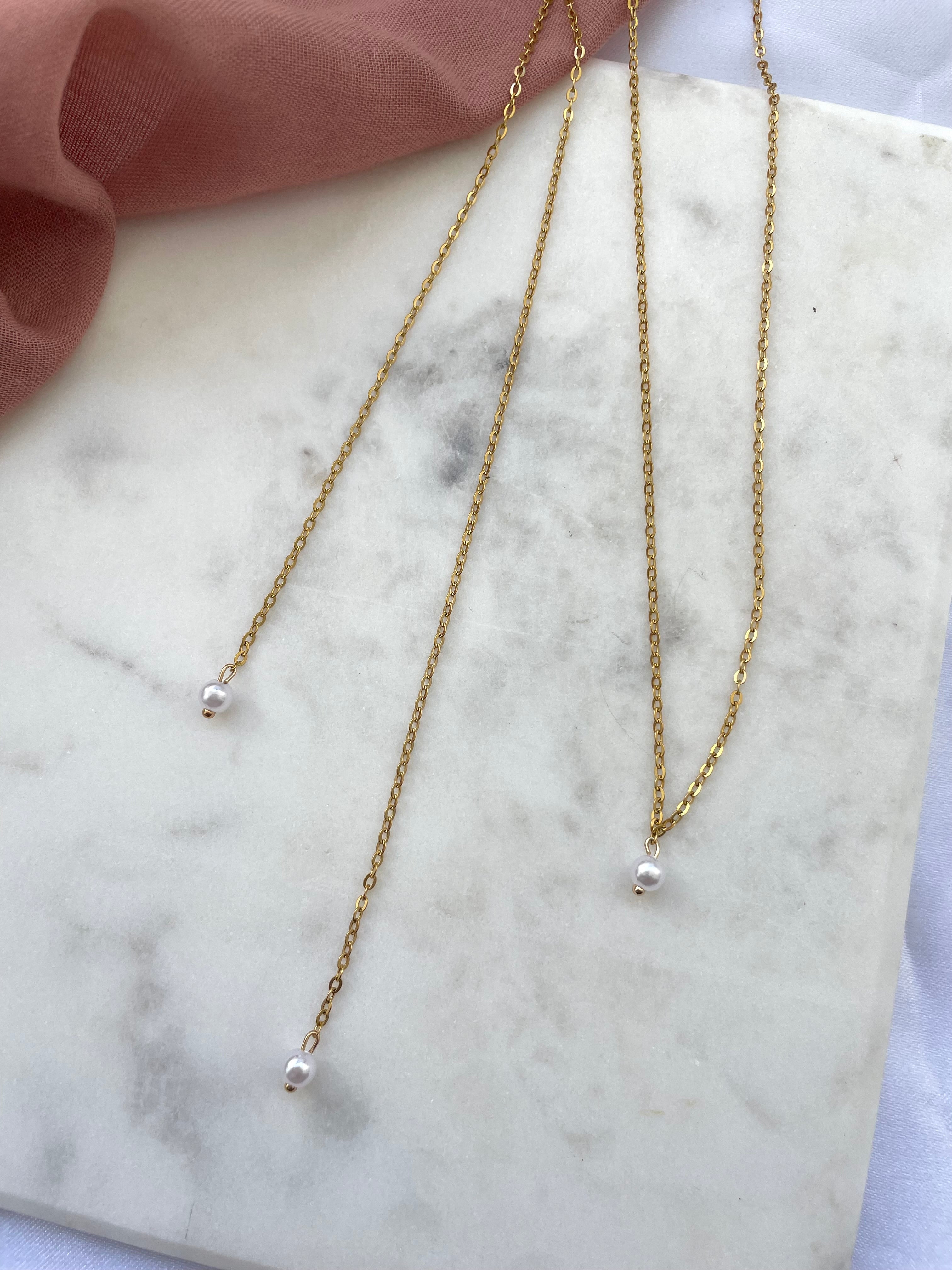 Collier double pendante perle - Collection Minimalea