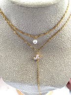 Collier double  fleur zirconium