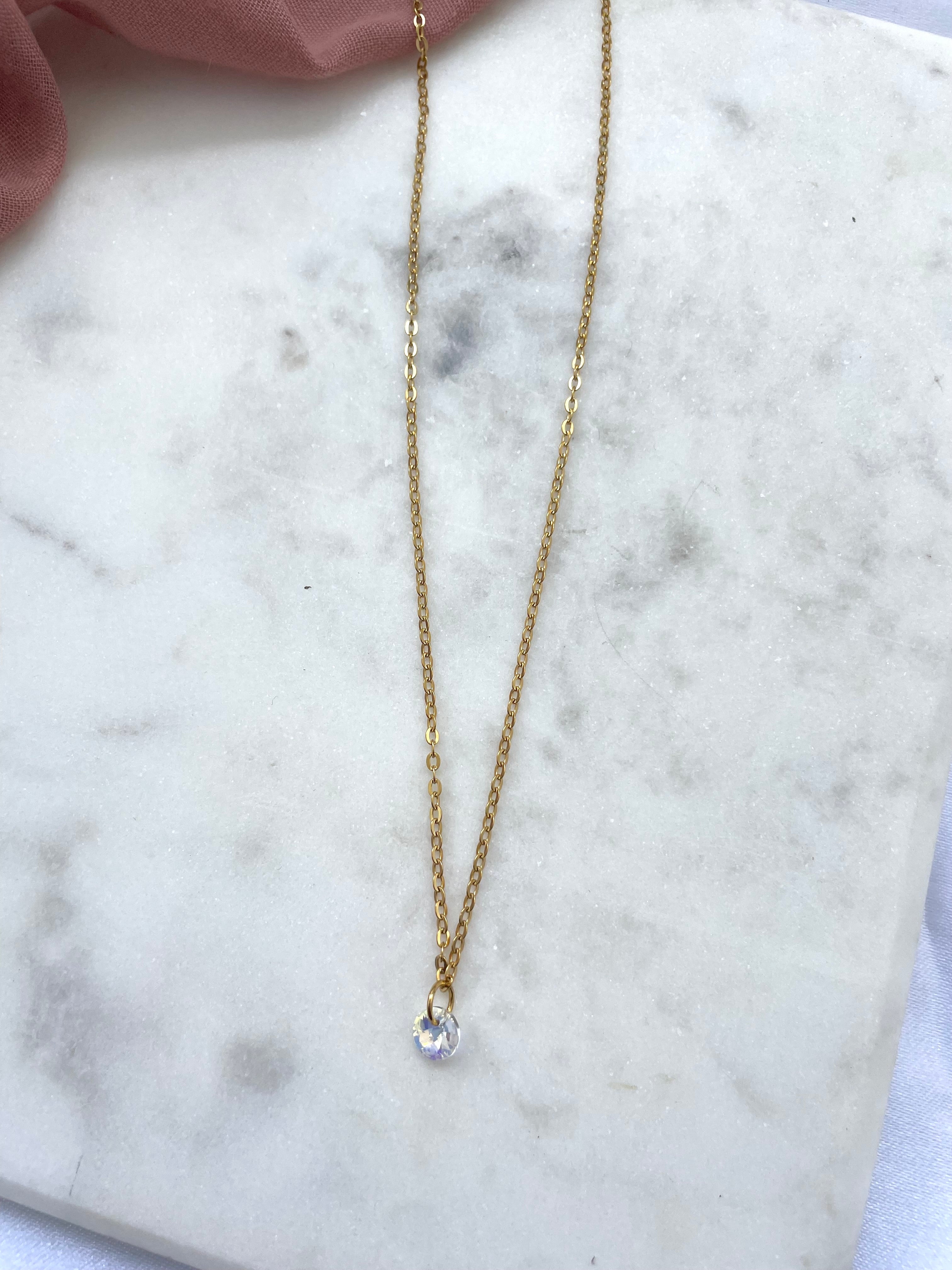 Collier fin cristal -Collection Minimalea