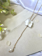 Collier Chaîne Fine & Perle – Hortensia stabilisé