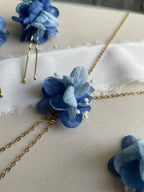 Collier Double Chaîne & Perles – Hortensias stabilisé